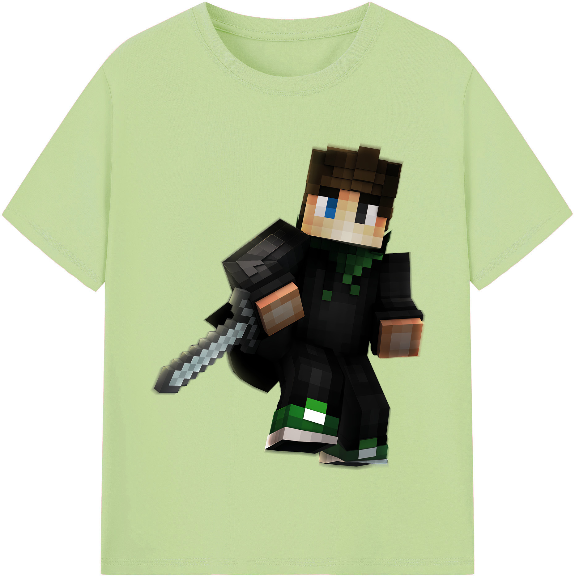 （画像用） マインクラフト ブロックの世界 Minecraft MC Block world 綿100％半袖Tシャツ（フロントプリント）
